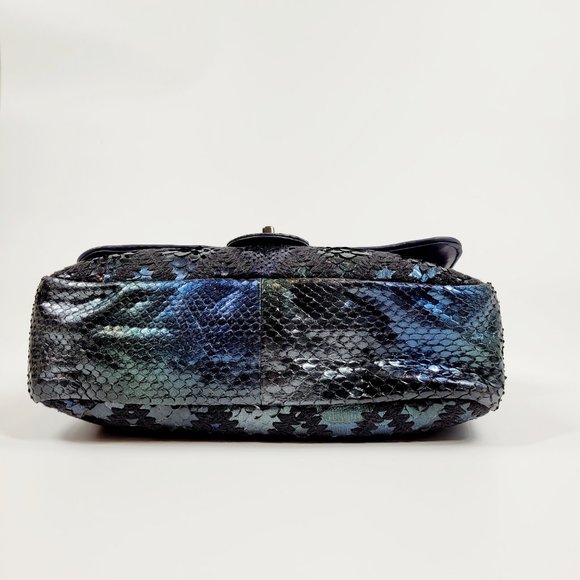 Chanel Python Flap Bag Crochet Stitch Navy Blue - Picture 3 of 14